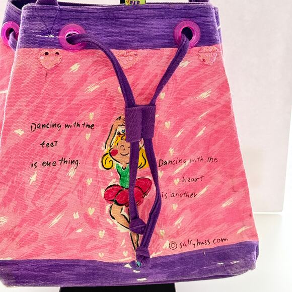 Sally Huss Sunny Thoughts Dancing Girl Canvas Purse Tote Shoulder Bag Medium - Picture 5 of 11